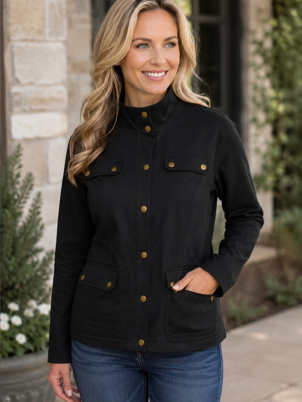 Lauren Ralph Lauren Military Jacket Black Epaulettes Sz L See Description Detail